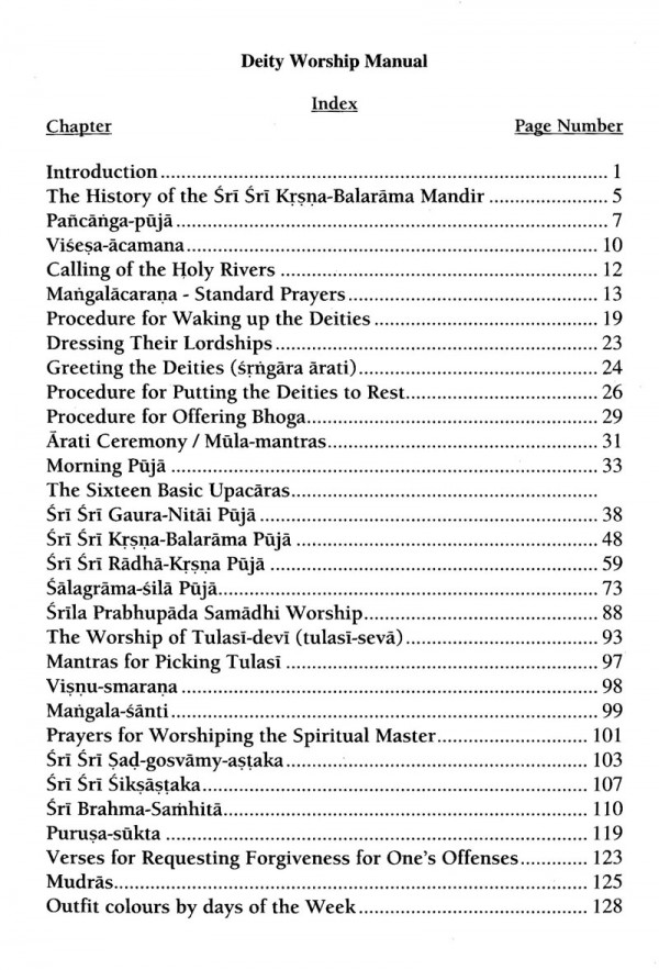 Krishna Balaram Deity Worship Book Index